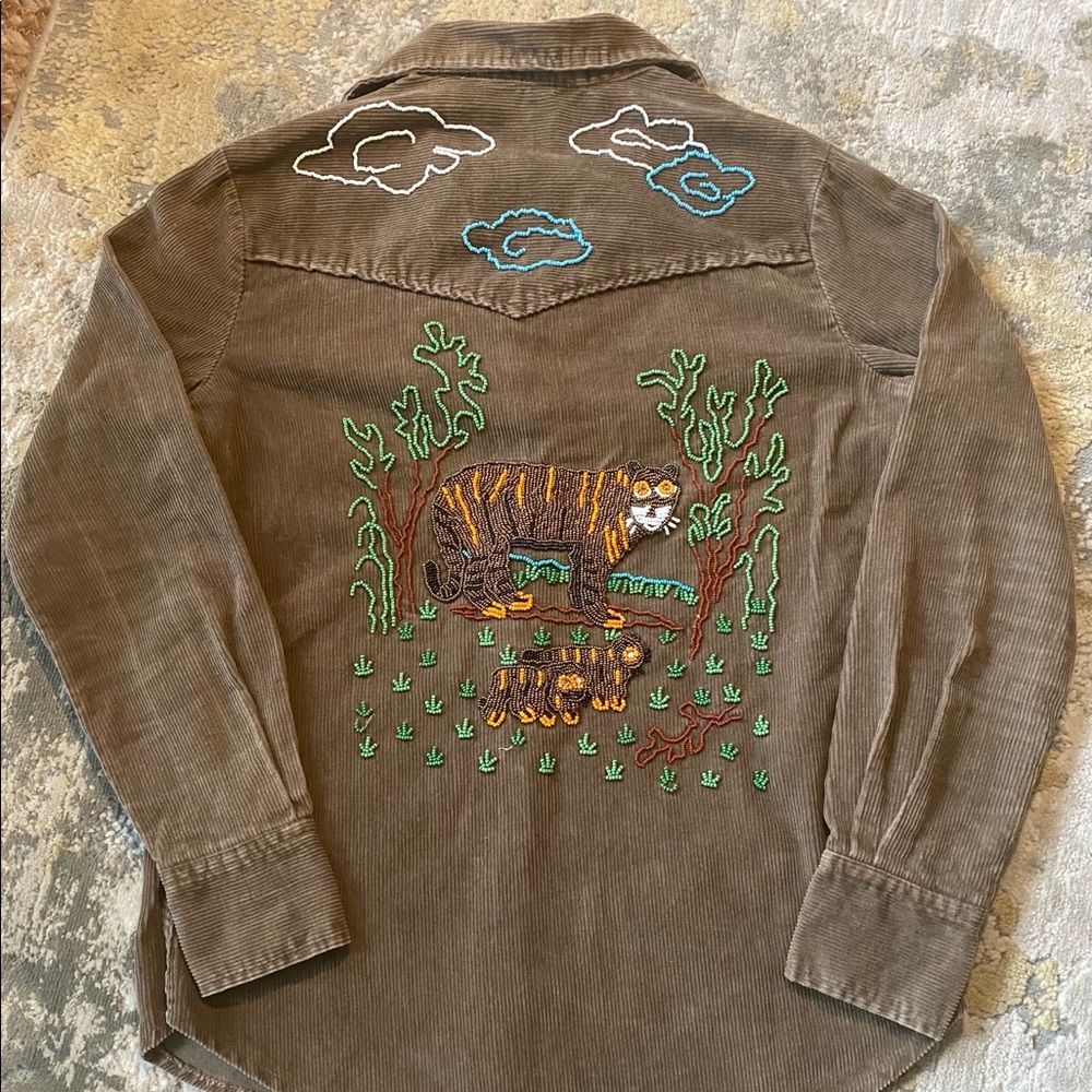 Vintage, beaded corduroy St Chamond shirt